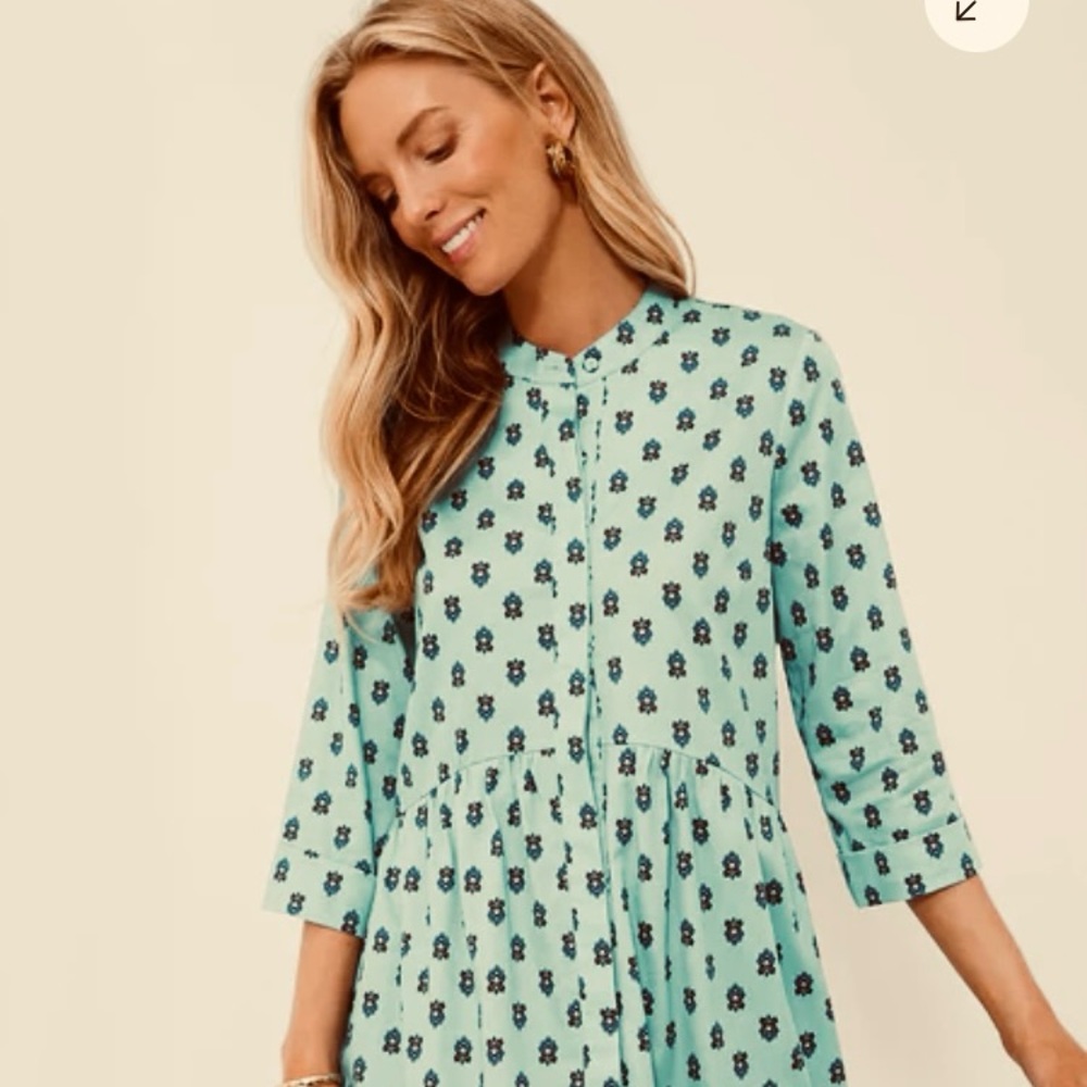 Tuckernuck Mint Green Printed Long-Sleeve Shirt Dress - Picture 2 of 5